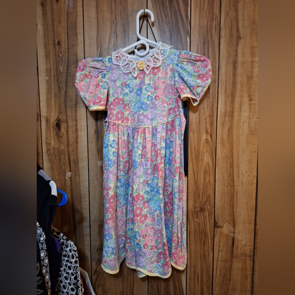 Vintage Floral Tie back Dress from 80s- 6x